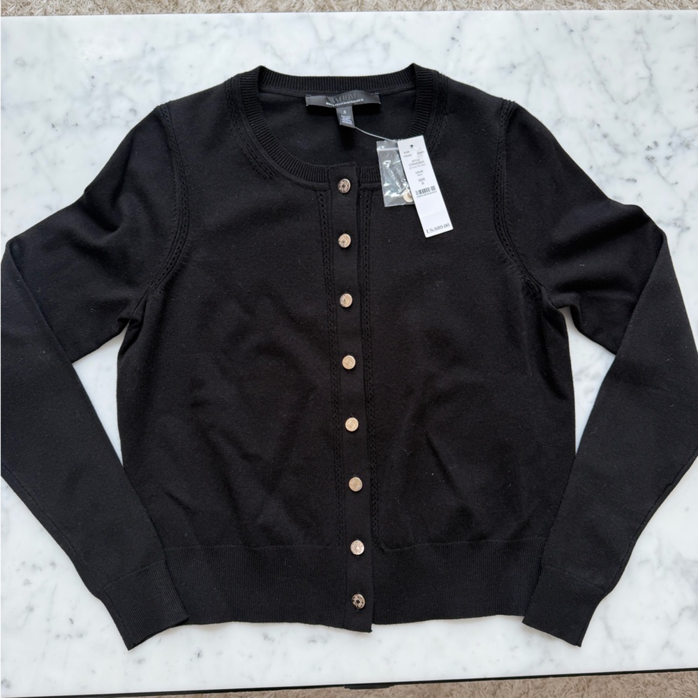 White House Black Market Crewneck Button Front Cardigan - NWT - Picture 4 of 5